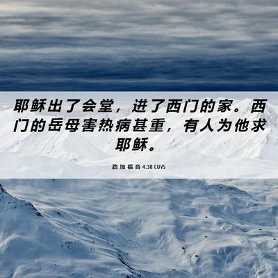 Picture 06 - 路 加 福 音 4:38 CUVS - 耶 稣 出 了 会 堂 ， 进 了 西 门 的 - Bible Verse Picture
