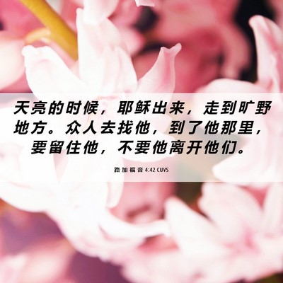 Picture 06 - 路 加 福 音 4:42 CUVS - 天 亮 的 时 候 ， 耶 稣 出 来 ， 走 - Bible Verse Picture