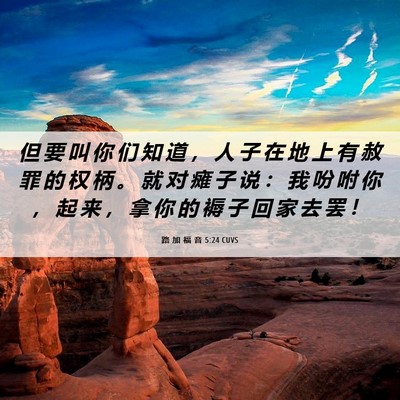 Picture 06 - 路 加 福 音 5:24 CUVS - 但 要 叫 你 们 知 道 ， 人 子 在 地 - Bible Verse Picture