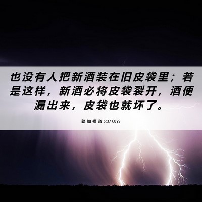 Picture 06 - 路 加 福 音 5:37 CUVS - 也 没 有 人 把 新 酒 装 在 旧 皮 袋 - Bible Verse Picture