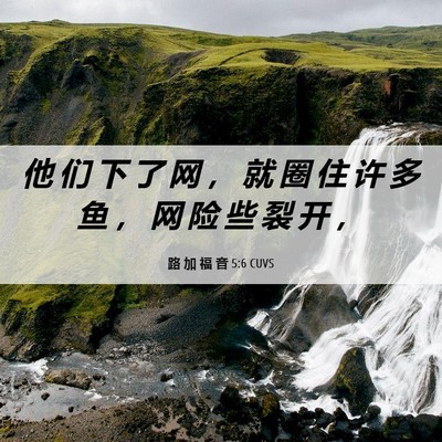 Picture 06 - 路 加 福 音 5:6 CUVS - 他 们 下 了 网 ， 就 圈 住 许 多 鱼 - Bible Verse Picture