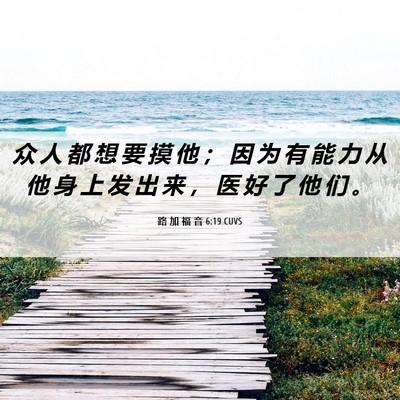 Picture 06 - 路 加 福 音 6:19 CUVS - 众 人 都 想 要 摸 他 ； 因 为 有 能 - Bible Verse Picture