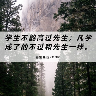 Picture 06 - 路 加 福 音 6:40 CUVS - 学 生 不 能 高 过 先 生 ； 凡 学 成 - Bible Verse Picture