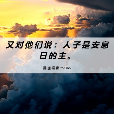 Picture 06 - 路 加 福 音 6:5 CUVS - 又 对 他 们 说 ： 人 子 是 安 息 日 - Bible Verse Picture