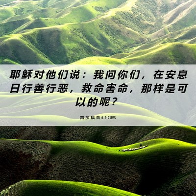 Picture 06 - 路 加 福 音 6:9 CUVS - 耶 稣 对 他 们 说 ： 我 问 你 们 ， - Bible Verse Picture