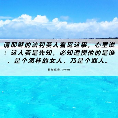 Picture 06 - 路 加 福 音 7:39 CUVS - 请 耶 稣 的 法 利 赛 人 看 见 这 事 - Bible Verse Picture