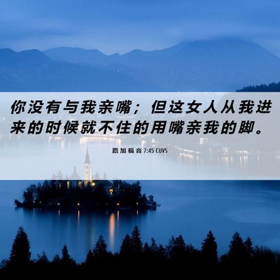 Picture 06 - 路 加 福 音 7:45 CUVS - 你 没 有 与 我 亲 嘴 ； 但 这 女 人 - Bible Verse Picture