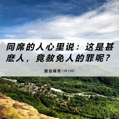Picture 06 - 路 加 福 音 7:49 CUVS - 同 席 的 人 心 里 说 ： 这 是 甚 麽 - Bible Verse Picture