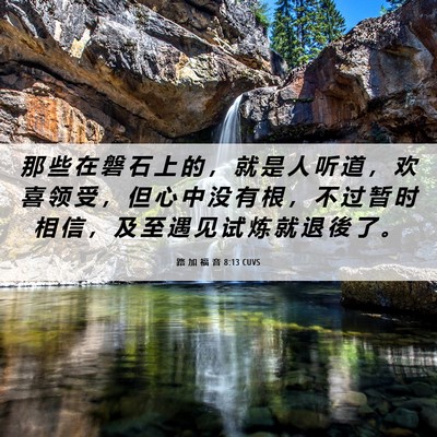 Picture 06 - 路 加 福 音 8:13 CUVS - 那 些 在 磐 石 上 的 ， 就 是 人 听 - Bible Verse Picture