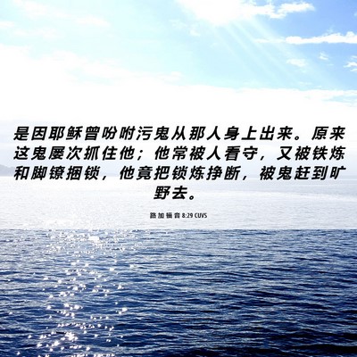 Picture 06 - 路 加 福 音 8:29 CUVS - 是 因 耶 稣 曾 吩 咐 污 鬼 从 那 人 - Bible Verse Picture