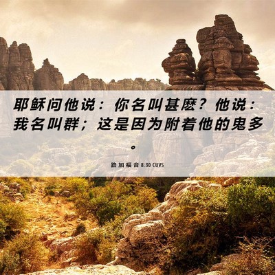 Picture 06 - 路 加 福 音 8:30 CUVS - 耶 稣 问 他 说 ： 你 名 叫 甚 麽 ？ - Bible Verse Picture