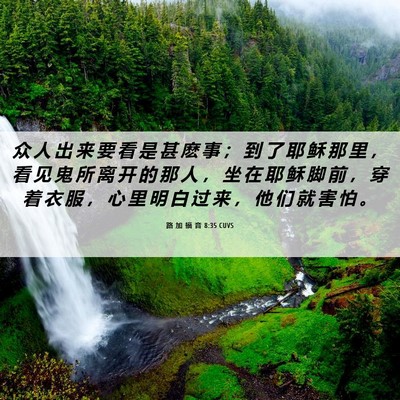 Picture 06 - 路 加 福 音 8:35 CUVS - 众 人 出 来 要 看 是 甚 麽 事 ； 到 - Bible Verse Picture