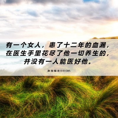 Picture 06 - 路 加 福 音 8:43 CUVS - 有 一 个 女 人 ， 患 了 十 二 年 的 - Bible Verse Picture