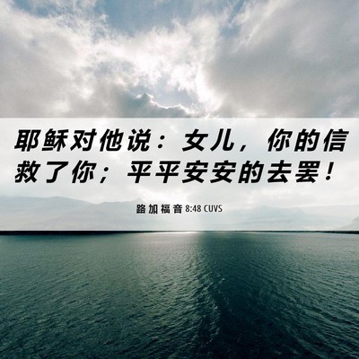 Picture 06 - 路 加 福 音 8:48 CUVS - 耶 稣 对 他 说 ： 女 儿 ， 你 的 信 - Bible Verse Picture