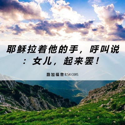 Picture 06 - 路 加 福 音 8:54 CUVS - 耶 稣 拉 着 他 的 手 ， 呼 叫 说 ： - Bible Verse Picture