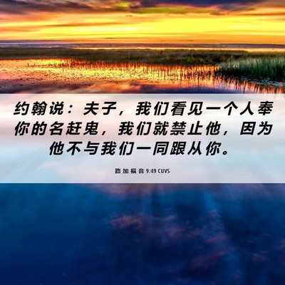 Picture 06 - 路 加 福 音 9:49 CUVS - 约 翰 说 ： 夫 子 ， 我 们 看 见 一 - Bible Verse Picture