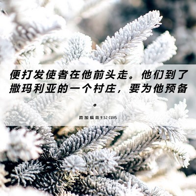 Picture 06 - 路 加 福 音 9:52 CUVS - 便 打 发 使 者 在 他 前 头 走 。 他 - Bible Verse Picture