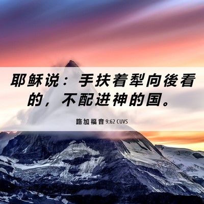 Picture 06 - 路 加 福 音 9:62 CUVS - 耶 稣 说 ： 手 扶 着 犁 向 後 看 的 - Bible Verse Picture