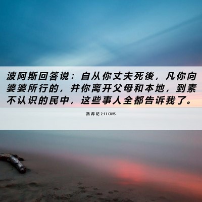 Picture 06 - 路 得 记 2:11 CUVS - 波 阿 斯 回 答 说 ： 自 从 你 丈 夫 - Bible Verse Picture