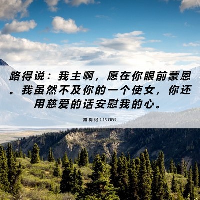 Picture 06 - 路 得 记 2:13 CUVS - 路 得 说 ： 我 主 啊 ， 愿 在 你 眼 - Bible Verse Picture