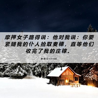 Picture 06 - 路 得 记 2:21 CUVS - 摩 押 女 子 路 得 说 ： 他 对 我 说 - Bible Verse Picture
