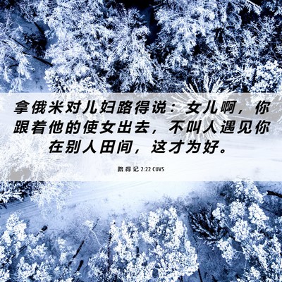 Picture 06 - 路 得 记 2:22 CUVS - 拿 俄 米 对 儿 妇 路 得 说 ： 女 儿 - Bible Verse Picture