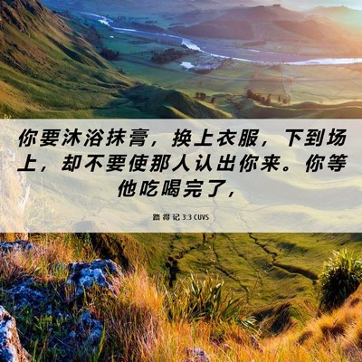 Picture 06 - 路 得 记 3:3 CUVS - 你 要 沐 浴 抹 膏 ， 换 上 衣 服 ， - Bible Verse Picture
