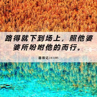Picture 06 - 路 得 记 3:6 CUVS - 路 得 就 下 到 场 上 ， 照 他 婆 婆 - Bible Verse Picture