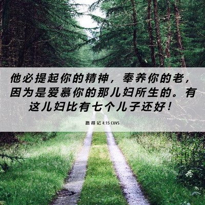 Picture 06 - 路 得 记 4:15 CUVS - 他 必 提 起 你 的 精 神 ， 奉 养 你 - Bible Verse Picture