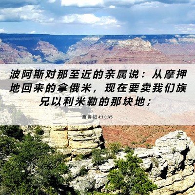 Picture 06 - 路 得 记 4:3 CUVS - 波 阿 斯 对 那 至 近 的 亲 属 说 ： - Bible Verse Picture