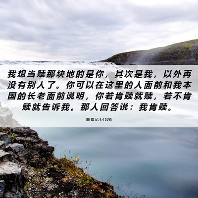 Picture 06 - 路 得 记 4:4 CUVS - 我 想 当 赎 那 块 地 的 是 你 ， 其 - Bible Verse Picture