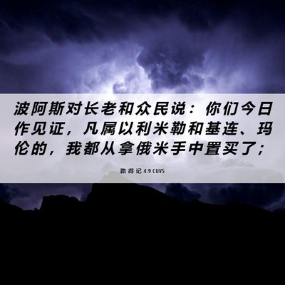 Picture 06 - 路 得 记 4:9 CUVS - 波 阿 斯 对 长 老 和 众 民 说 ： 你 - Bible Verse Picture