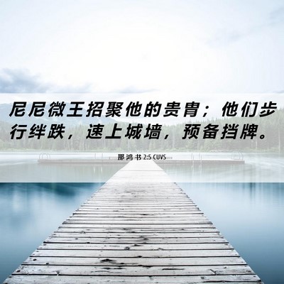 Picture 06 - 那 鸿 书 2:5 CUVS - 尼 尼 微 王 招 聚 他 的 贵 胄 ； 他 - Bible Verse Picture