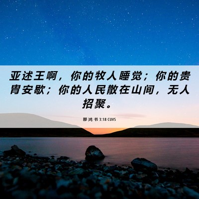 Picture 06 - 那 鸿 书 3:18 CUVS - 亚 述 王 啊 ， 你 的 牧 人 睡 觉 ； - Bible Verse Picture