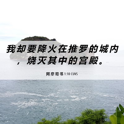 Picture 06 - 阿 摩 司 书 1:10 CUVS - 我 却 要 降 火 在 推 罗 的 城 内 ， - Bible Verse Picture