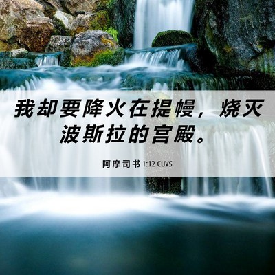 Picture 06 - 阿 摩 司 书 1:12 CUVS - 我 却 要 降 火 在 提 幔 ， 烧 灭 波 - Bible Verse Picture