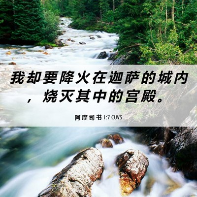 Picture 06 - 阿 摩 司 书 1:7 CUVS - 我 却 要 降 火 在 迦 萨 的 城 内 ， - Bible Verse Picture