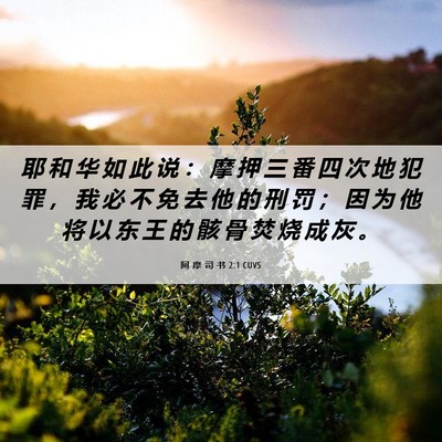 Picture 06 - 阿 摩 司 书 2:1 CUVS - 耶 和 华 如 此 说 ： 摩 押 三 番 四 - Bible Verse Picture