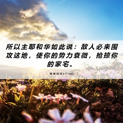 Picture 06 - 阿 摩 司 书 3:11 CUVS - 所 以 主 耶 和 华 如 此 说 ： 敌 人 - Bible Verse Picture