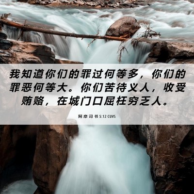 Picture 06 - 阿 摩 司 书 5:12 CUVS - 我 知 道 你 们 的 罪 过 何 等 多 ， - Bible Verse Picture