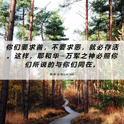Picture 06 - 阿 摩 司 书 5:14 CUVS - 你 们 要 求 善 ， 不 要 求 恶 ， 就 - Bible Verse Picture