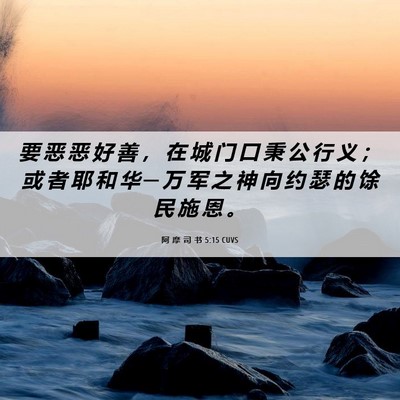 Picture 06 - 阿 摩 司 书 5:15 CUVS - 要 恶 恶 好 善 ， 在 城 门 口 秉 公 - Bible Verse Picture
