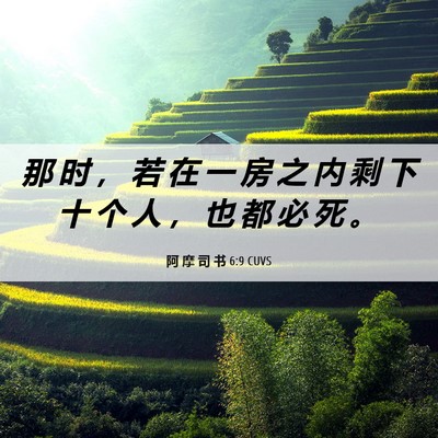 Picture 06 - 阿 摩 司 书 6:9 CUVS - 那 时 ， 若 在 一 房 之 内 剩 下 十 - Bible Verse Picture