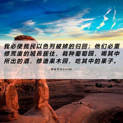 Picture 06 - 阿 摩 司 书 9:14 CUVS - 我 必 使 我 民 以 色 列 被 掳 的 归 - Bible Verse Picture