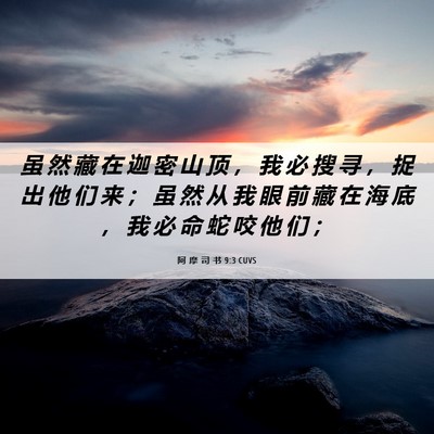 Picture 06 - 阿 摩 司 书 9:3 CUVS - 虽 然 藏 在 迦 密 山 顶 ， 我 必 搜 - Bible Verse Picture