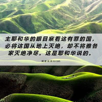 Picture 06 - 阿 摩 司 书 9:8 CUVS - 主 耶 和 华 的 眼 目 察 看 这 有 罪 - Bible Verse Picture