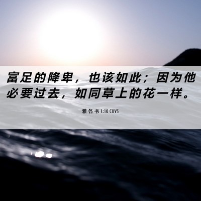 Picture 06 - 雅 各 书 1:10 CUVS - 富 足 的 降 卑 ， 也 该 如 此 ； 因 - Bible Verse Picture