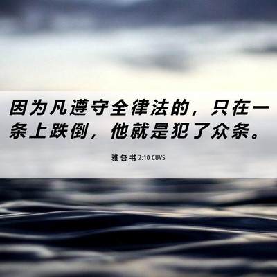 Picture 06 - 雅 各 书 2:10 CUVS - 因 为 凡 遵 守 全 律 法 的 ， 只 在 - Bible Verse Picture