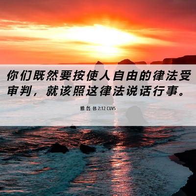 Picture 06 - 雅 各 书 2:12 CUVS - 你 们 既 然 要 按 使 人 自 由 的 律 - Bible Verse Picture