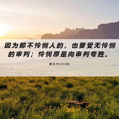 Picture 06 - 雅 各 书 2:13 CUVS - 因 为 那 不 怜 悯 人 的 ， 也 要 受 - Bible Verse Picture